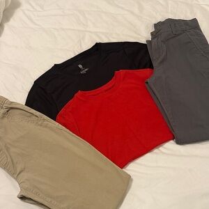 Red and Black T-Shirts with Gray and Tan Pants Bundle $3 each